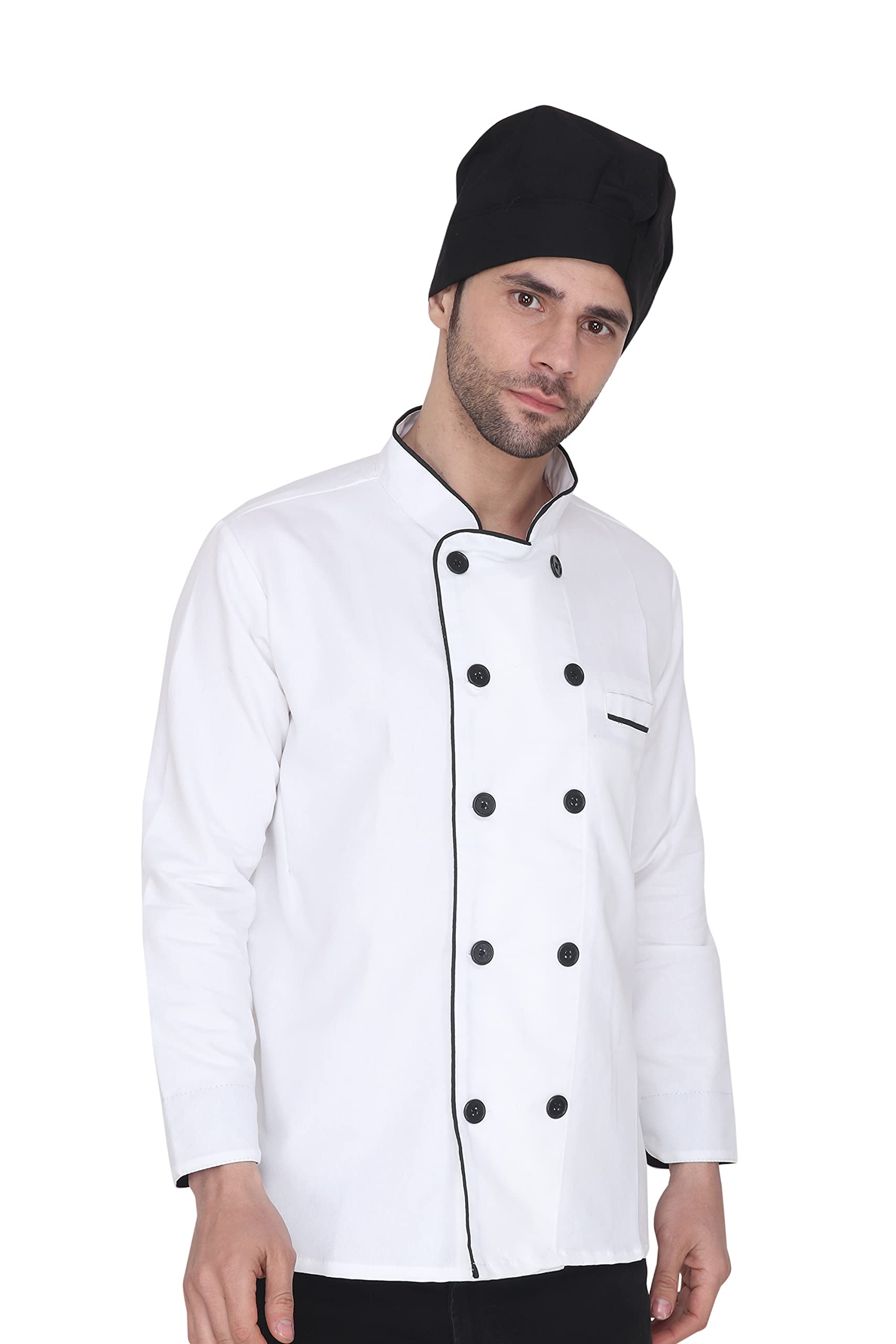 jmi Men's And Women's Chef Coat With Chef Cap Contrast Lining Poly Cotton.-picture-35