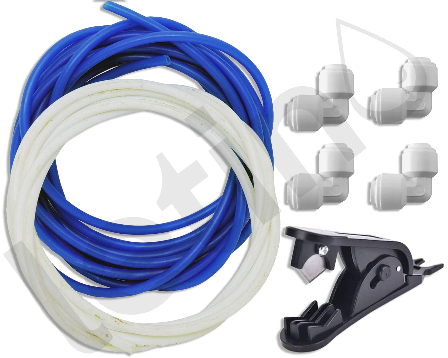 Letino RO Water Purifier Virgin Ro 5 Meter White, 5 Meter Blue Pipe with 4pc 1/4 Lbow Connectors, RO Pipe Cutter 1/4 Inch Size