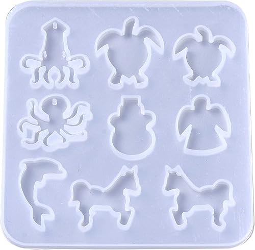 Miniatura 9 de Craftdady 9 moldes de silicona de cabujón para conchas, hojas de flores, fresas, cuentas de resina, colgantes de fundición de joyería, molde para