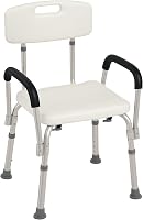 HOMCOM Zuhanyzó Szék Ergonomikus Állítható Magasságú Csúszásgátló Lábakkal Levehető Karfákkal 136kg Terhelhetőség Alumínium Fehér 1