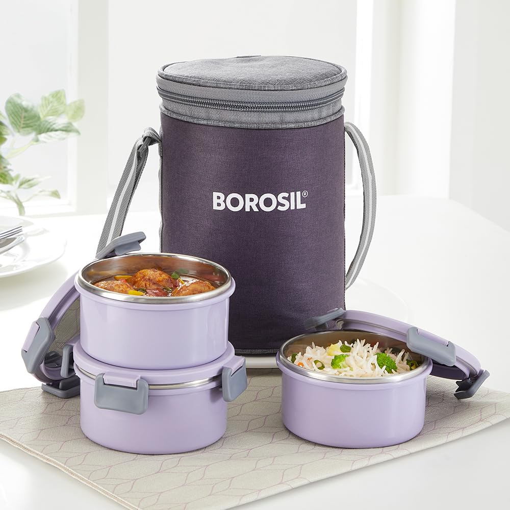 See full amazon price history chart for Borosil Glory Lavender Stainless Steel Lunchbox with Bag | 3 pcs Round Container Set (280ml Each) | Microwavable Tiffin with Food Grade Steel | Leakproof & Dishwasher Safe | 1 Year Warranty Borosil Glory Lavender Stainless Steel Lunchbox with Bag | 3 pcs Round Container Set (280ml Each) | Microwavable Tiffin with Food Grade Steel | Leakproof & Dishwasher Safe | 1 Year Warranty (B0D5RB6BSZ) Amazon Price History, Amazon Price Tracker