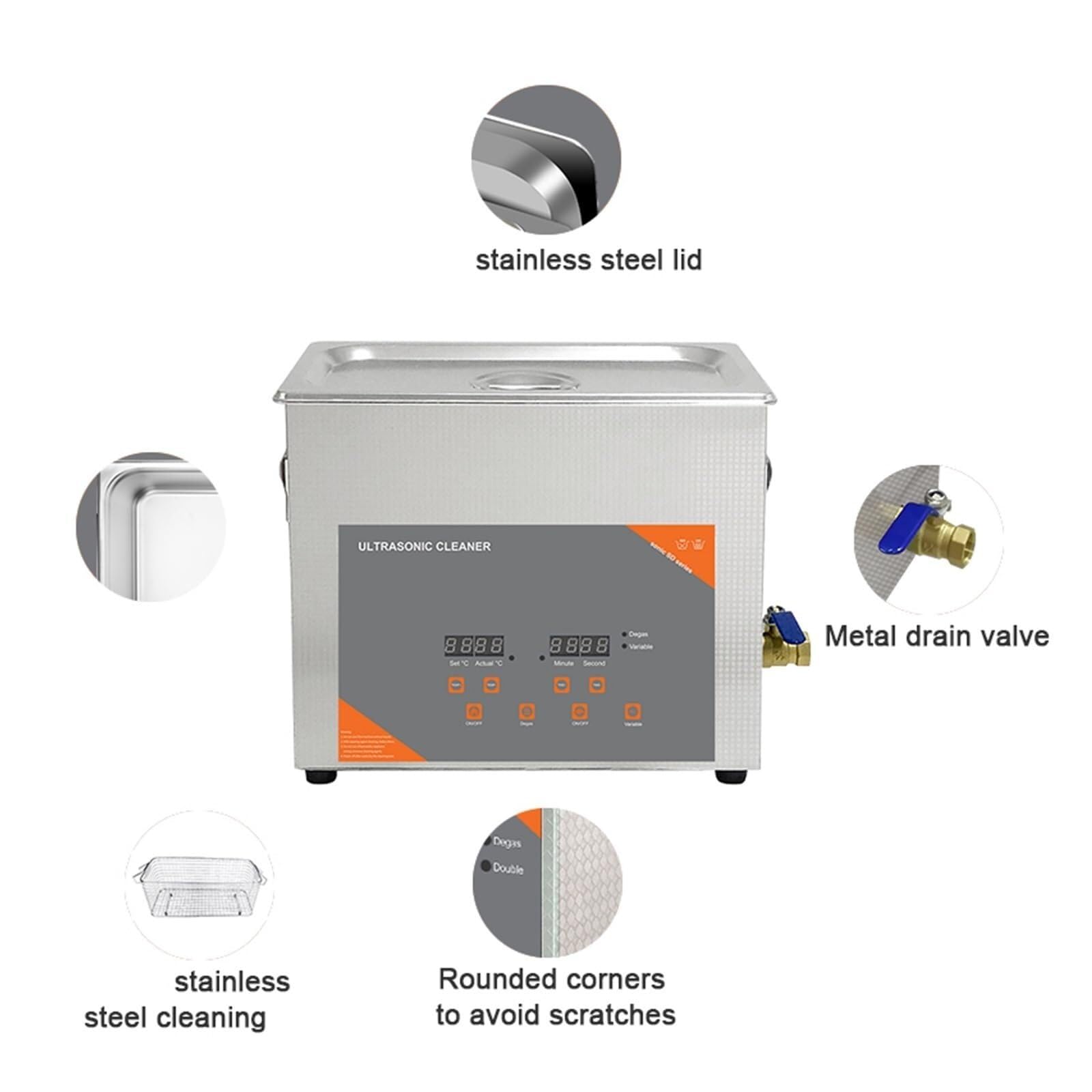 Myjka ultradźwiękowa, Myjka Ultradźwiękowa 10L 240W, Sprzęt Laboratoryjny Do Odtłuszczania I Czyszczenia Części Sprzętu, Regulowana Moc do czyszczenia biżuterii