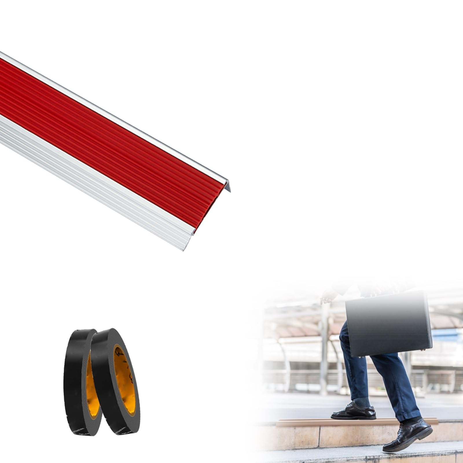 Tira De Escalera Antideslizante Aleación Aluminio, Tira Antideslizante para Escaleras, Perfil En Forma De L Para Canto De Escalera, Doble Antideslizante, Apto para Hoteles Y Hospitales ( Color : E , S