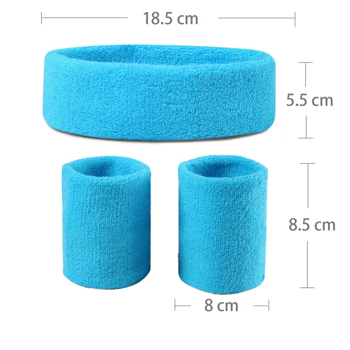 Sweatbands (Headband/Wristband Set) for Working Out,80's Costume Party Neon Blue One Size