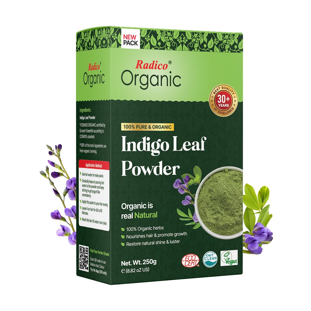 Radico Organic Indigo Leaf Hair Treatment Powder - 100% Organic, 100% Natural Herbs For Soft, Shiny & Healthy Hair, Anti Hair Loss, Repair & Nourish Damaged Hair, Prevents Dandruff & Hair Thinning (Indigo Powder, 250g)-picture-23