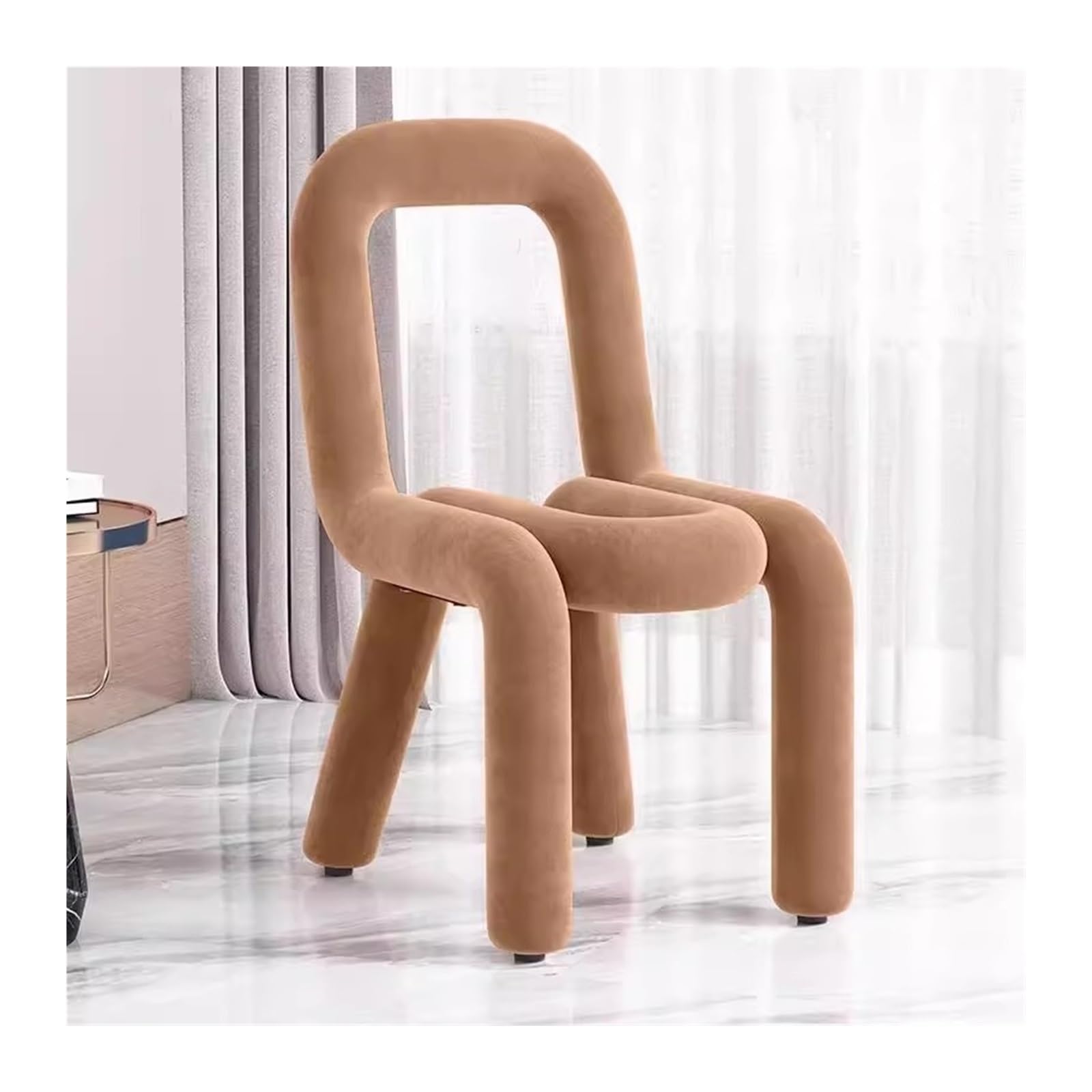 PHLEPS Shaped Vanity Stool, Upholstered Backless Pouf Makeup Stool Creative Dressing Table Stool Household Balcony Leisure Chairs for Makeup Room Or Living Room, Bedroom (Color : Light Brown, Size :