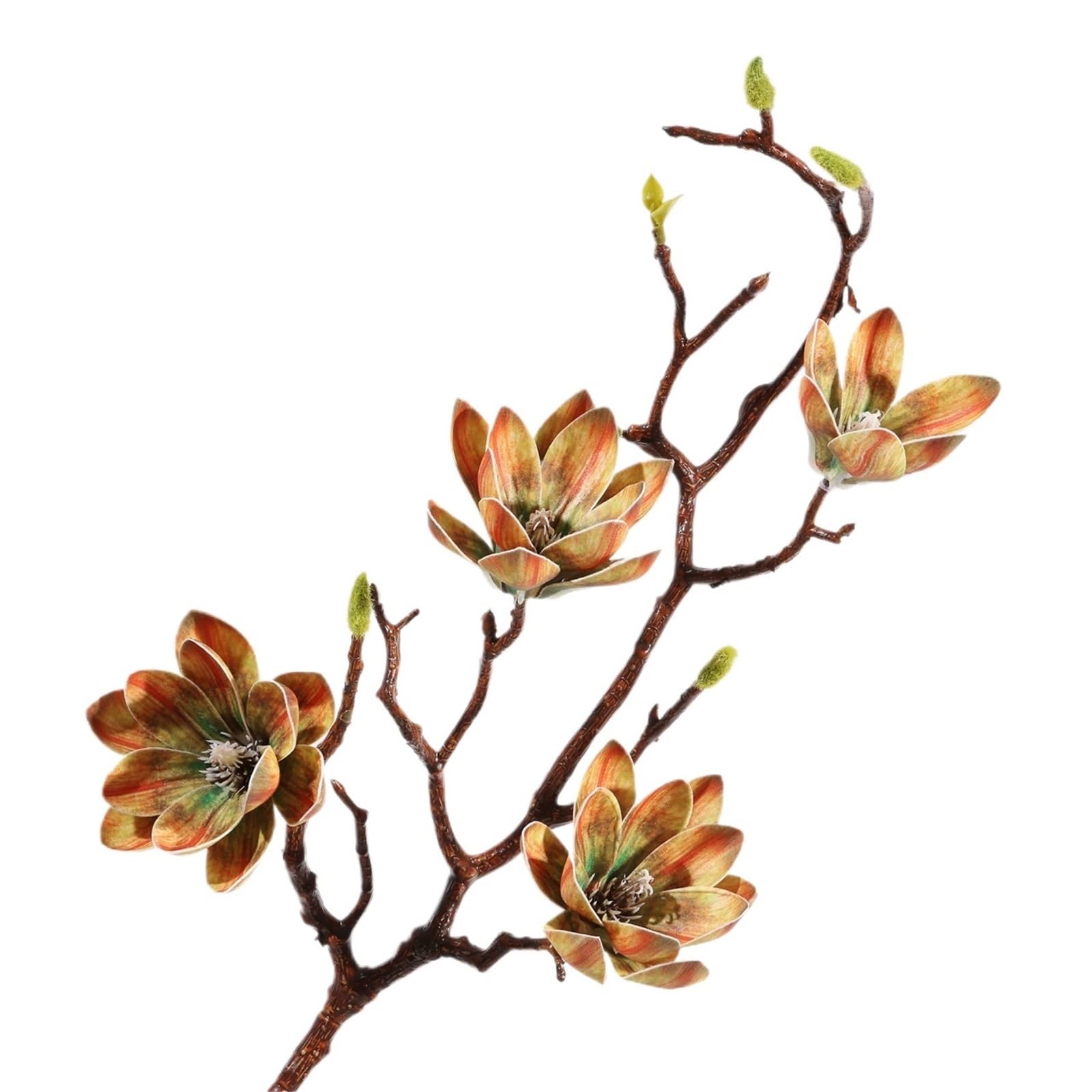 WLH Alexanders 3pcs Artificial Magnolia Flower Branches 72cm Long Stem Faux Floral Faux Bloom for Home Decor Centerpieces faux flower(Gr�n)