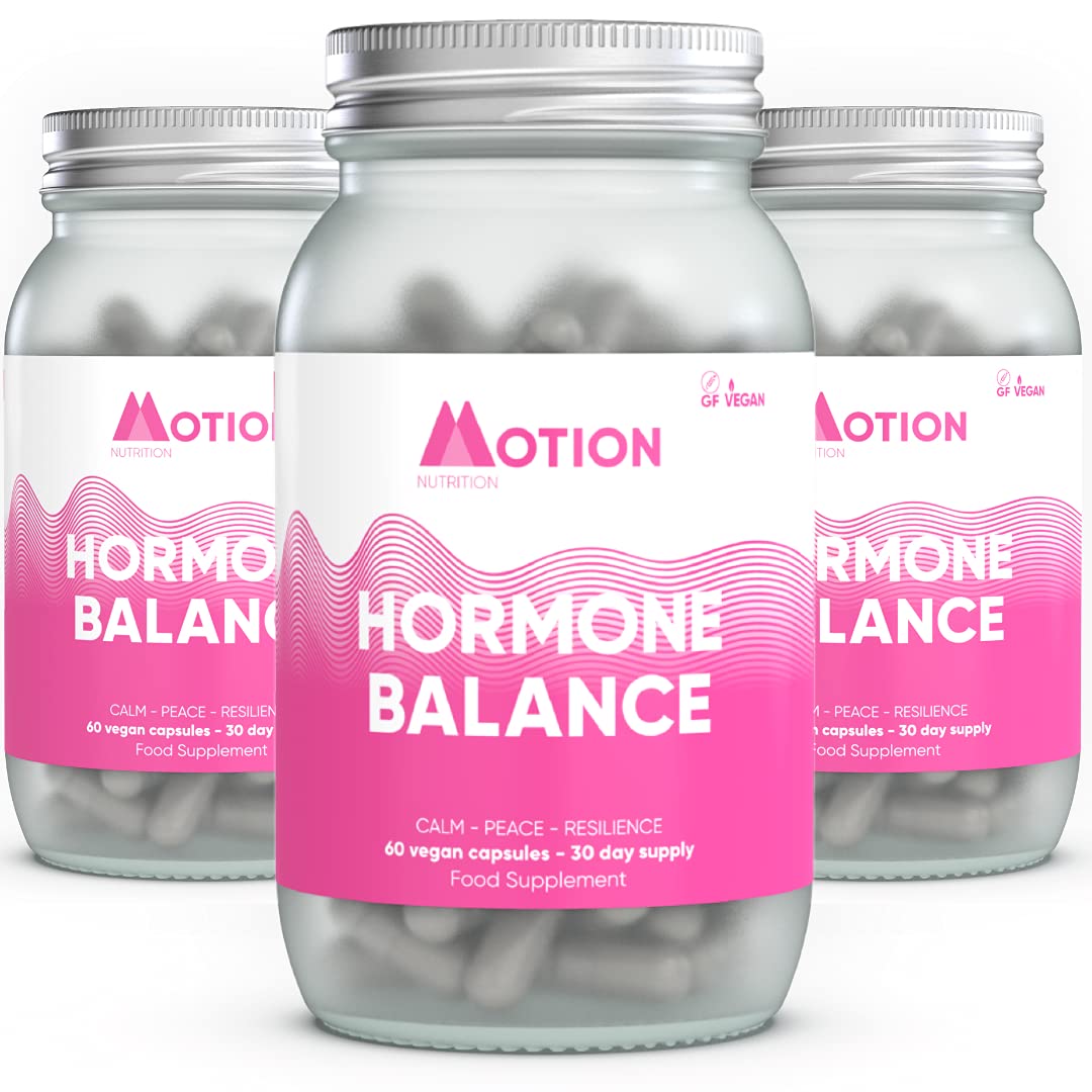 Motion Nutrition Triple Pack of Hormone Balance | Acclaimed Stress Relief Supplement | Boost Natural Defence Against Stress/Relax Muscles/Support Nervous System | Triple Magnesium Source (3 x 60 Caps)