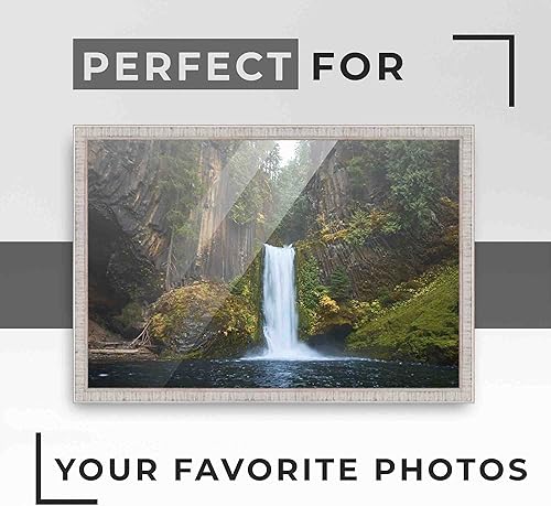 Miniatura 2 de Marco de madera maciza envejecida blanca de 16 x 20 pulgadas de ancho de 0.75 pulgadas  Profundidad del marco interior de 0.5 pulgadas  Marco de