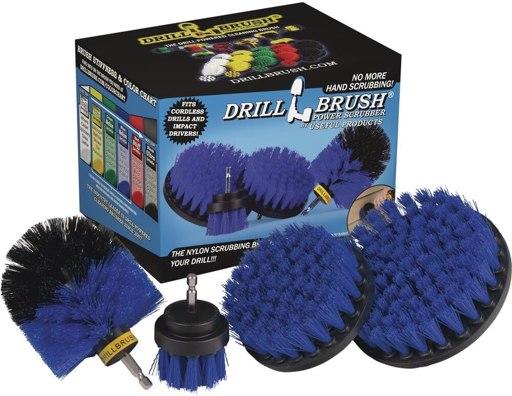 Drillbrush Boat Hull Cleaner Set/Swimming Pool Accessories - Cleaning Drill Brushes for Vinyl Liners - Hot Tubs and Spas Cleaning Brush Kit - Pool Cover Scrubber - Rotary Brushes for Walls and Deck