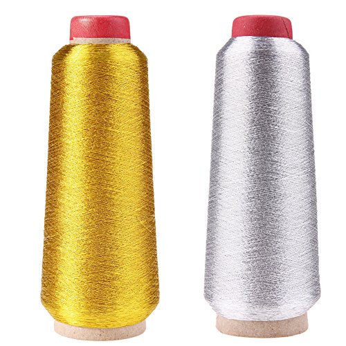 Metallic Thread Embroidery Gold Silver Machine Embroidery Threads Polyester Sewing Thread Spools For Embroidery (Gold) #TOP3