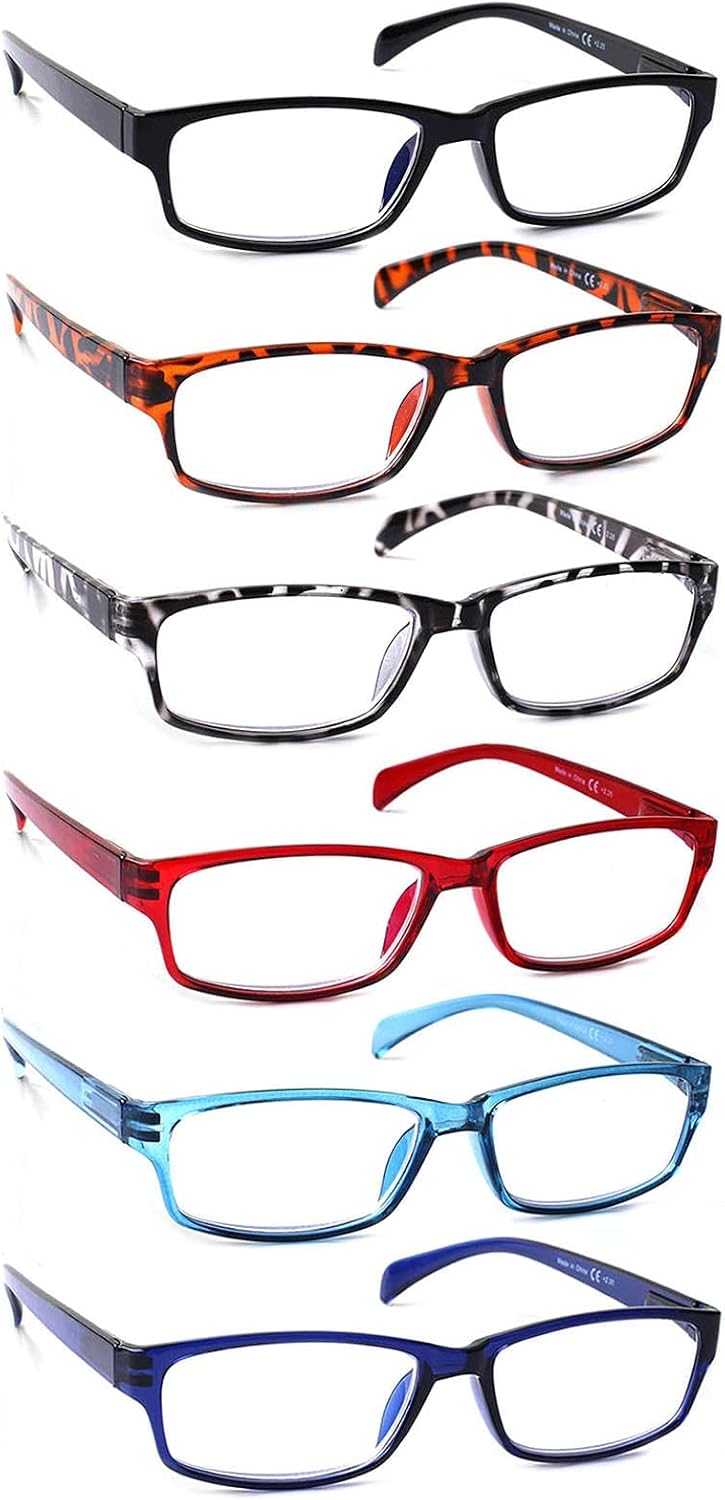 JOSCHOO Computer Reading Glasses for Women and Men 6 Pack Blue Light Blocking Spring Hinge Readers