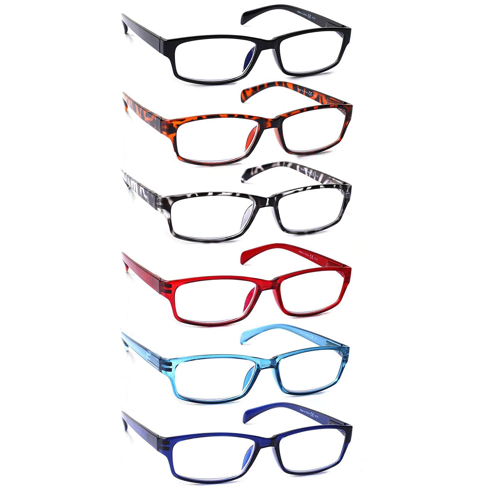 Computer Reading Glasses for Women and Men 6 Pack Blue Light Blocking Spring Hinge Readers