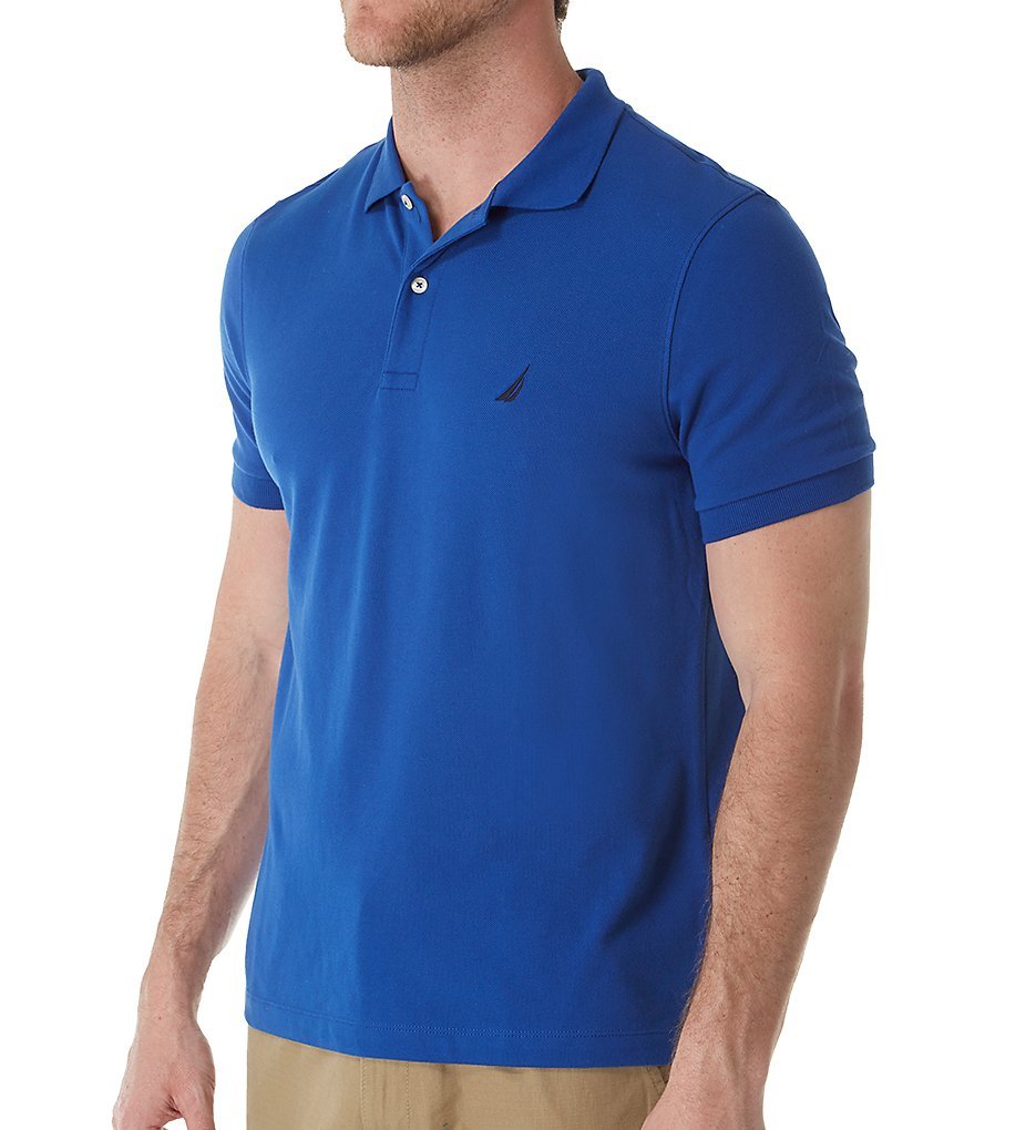 Nautica Mens Short Sleeve Solid Cotton Pique Polo Shirt