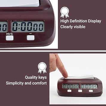 Portable Chess Clock, Digital Chess Timer, Chess Clock Board Game Timer , 10 Hours,Two Different Base Time ,Presettable Count Up / Countdown,Environmentally Friendly And Durable, for Chess Games