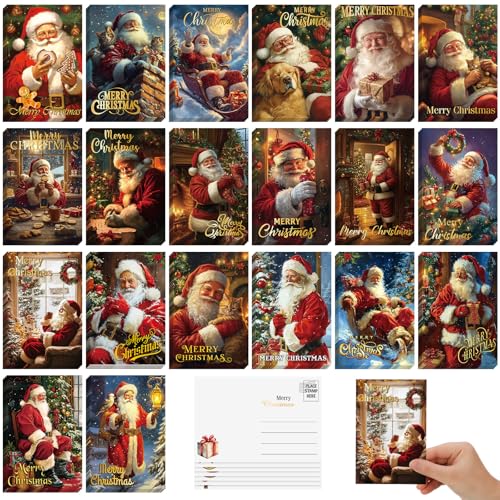 Nuanchu 80 Pcs Vintage Christmas Postcards Santa Claus Christmas Cards