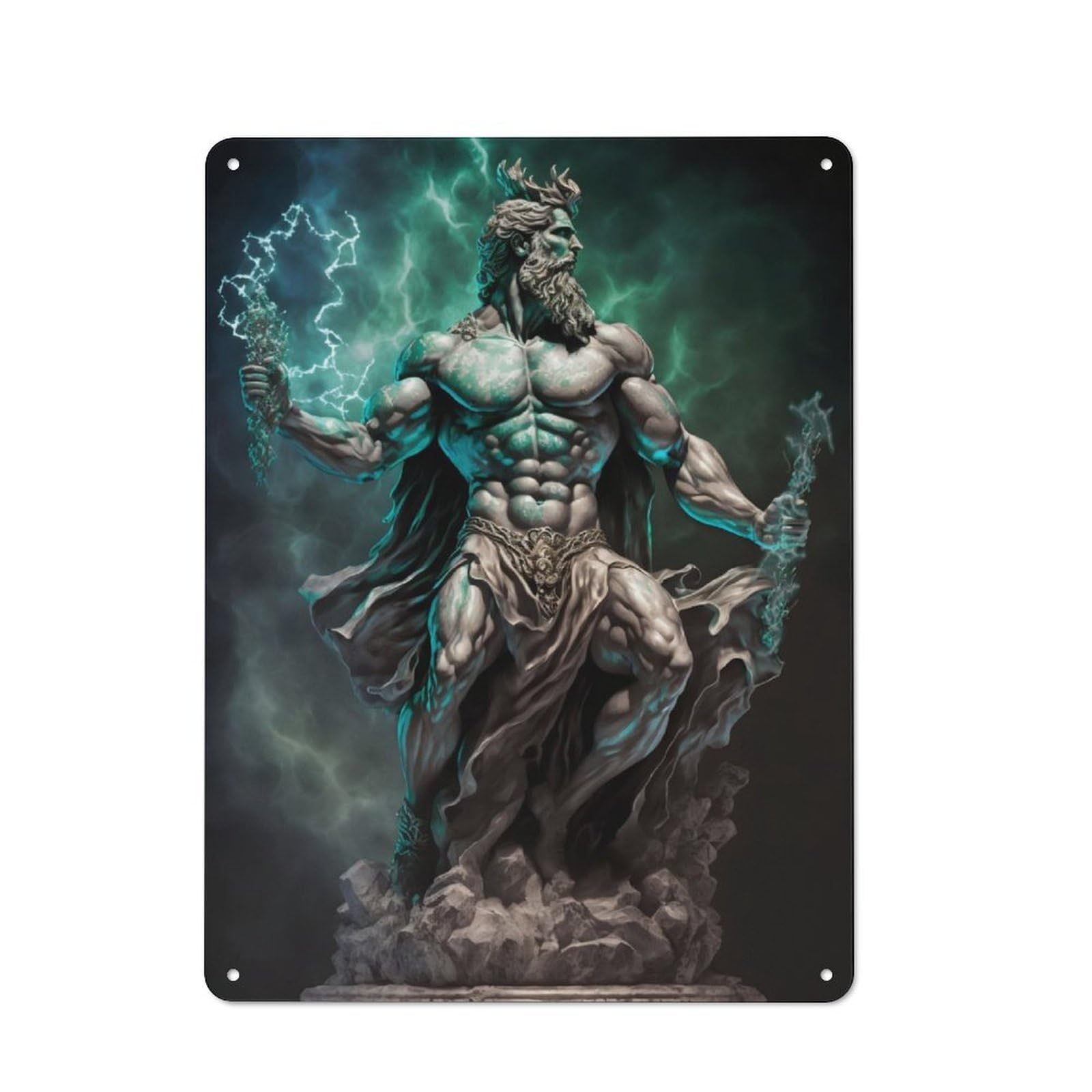 Junmoney Mighty Zeus Retro Tin Sign 40X30cm For Workshop Wall, For Collectors Of Retro Metal Wall Decor