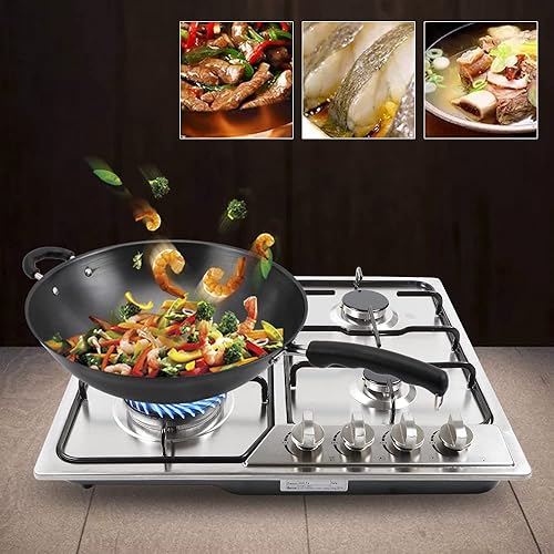 Miniatura 2 de 4 Burner Gas Stove 23" Built-In Gas Cooktop Stove Burners Stainless Hob Cooker Built-In LPG/NG Gas Hob Kitchen