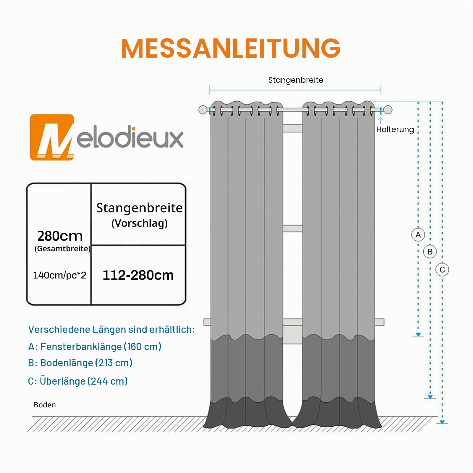Melodieux Gardinen Weiß Transparent Leinen Optik Vorhänge mit Ösen für Wohnzimmer Schlafzimmer, 2er Set 245x140cm
