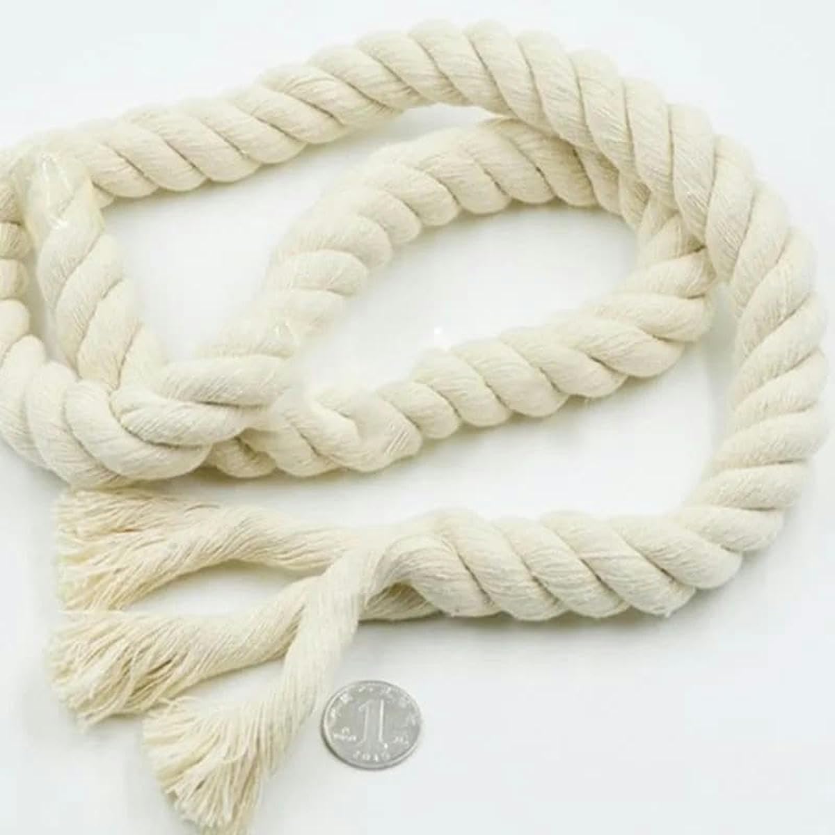 Cordón De Macramé Hilo Trenzado Algodón Beige Macramé Cordón Trenzado Cuerda 3 Hilos 5-8mm 5-10m(10meters,8mm)