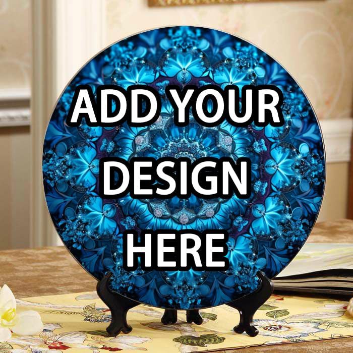 Cow Pattern 10-inch Ceramic Plate for Wall Display or Tabletop, with Stand & Hook DP-779163395
