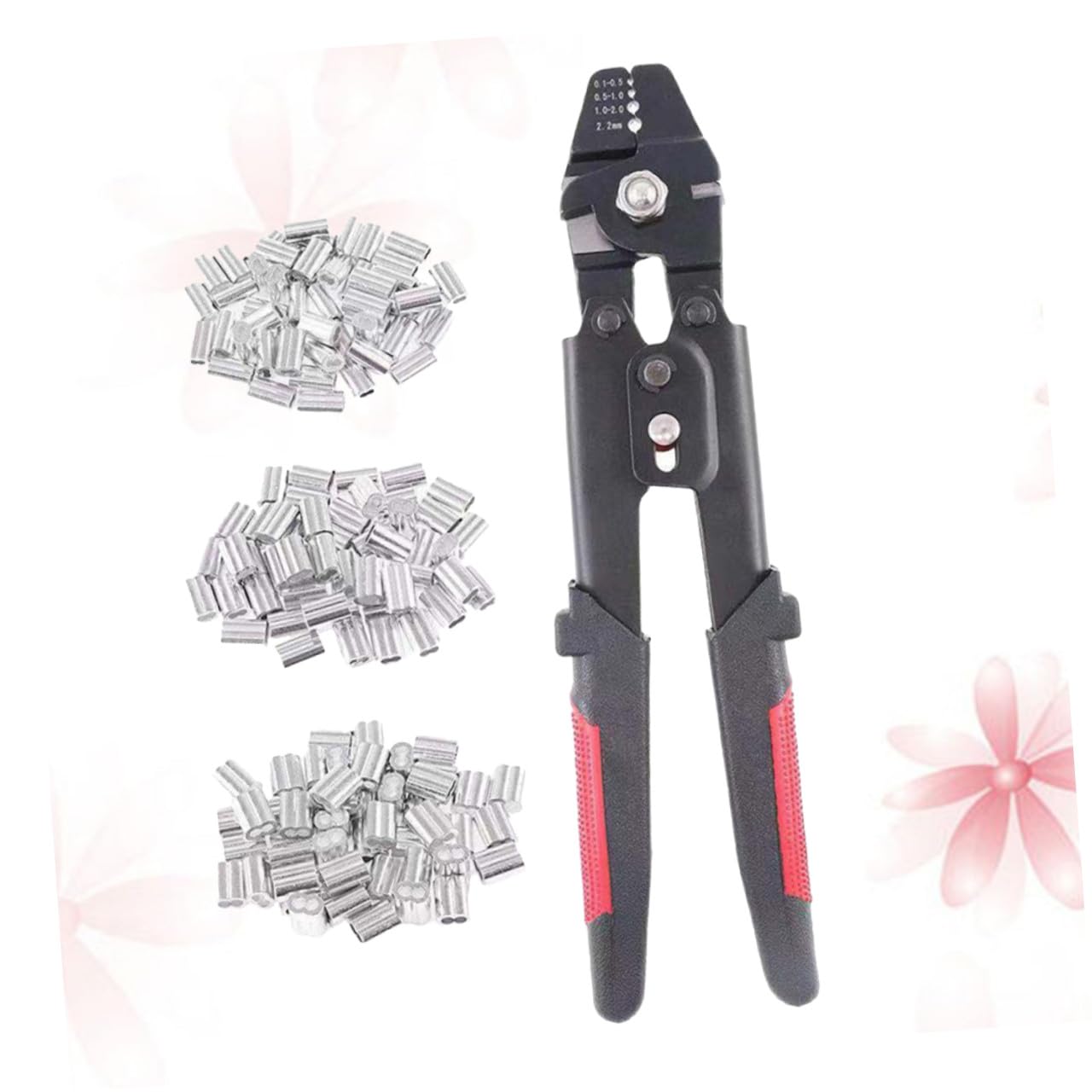 GALPADA 1pezzi Pinza Crimpatrice Per Funi Con Blocco Di Sicurezza Acciaio Al Carbonio Anticorrosione e Manico Antiscivolo Con Manicotti Ad Anello in Alluminio Per Cavi Da Strumenti Profess