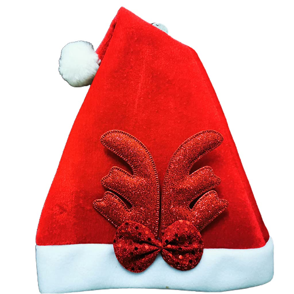 Tsophreniq Parent-Child Reindeer Antlers Golden Velvet Headband Holiday Antler Christmas Personality Outdoor for Kid Adult Christmas Hats