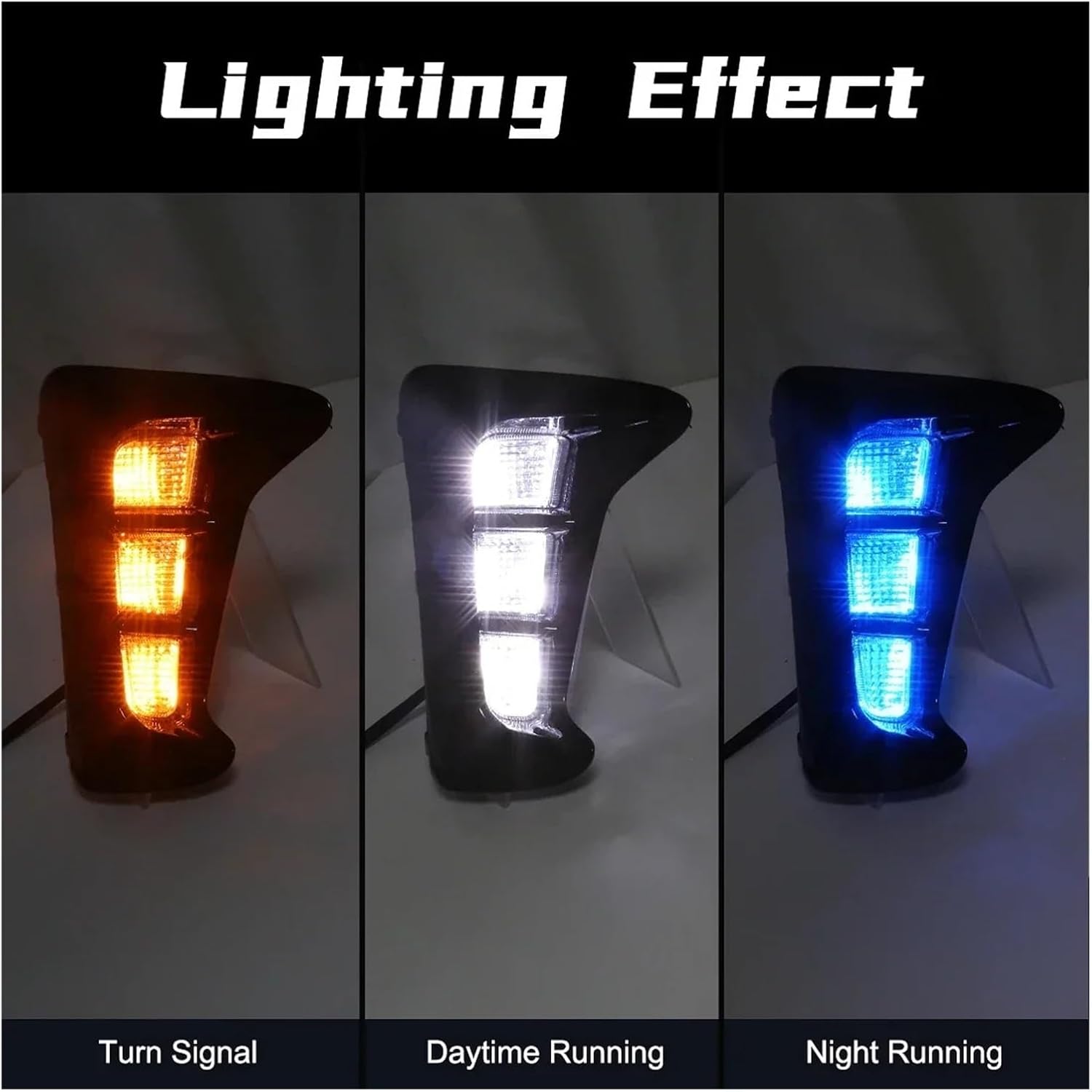 Compatible With KIA PEGAS Soluto 2018 2019 2020 LED Daytime Running Lights 1 Group DRL Daylight Fog Lights For Automotive White, Yellow And Blue Lights(3 Functions B)