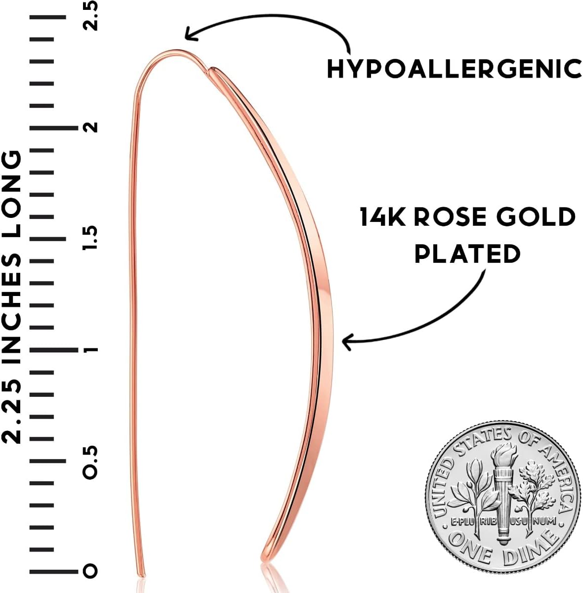 14K Gold Plated Bar Earrings for Women - Long Thread Dangle Earrings - Threader Drop Earrings - Hypoallergenic and Safe for Sensitive Ears - Image 4