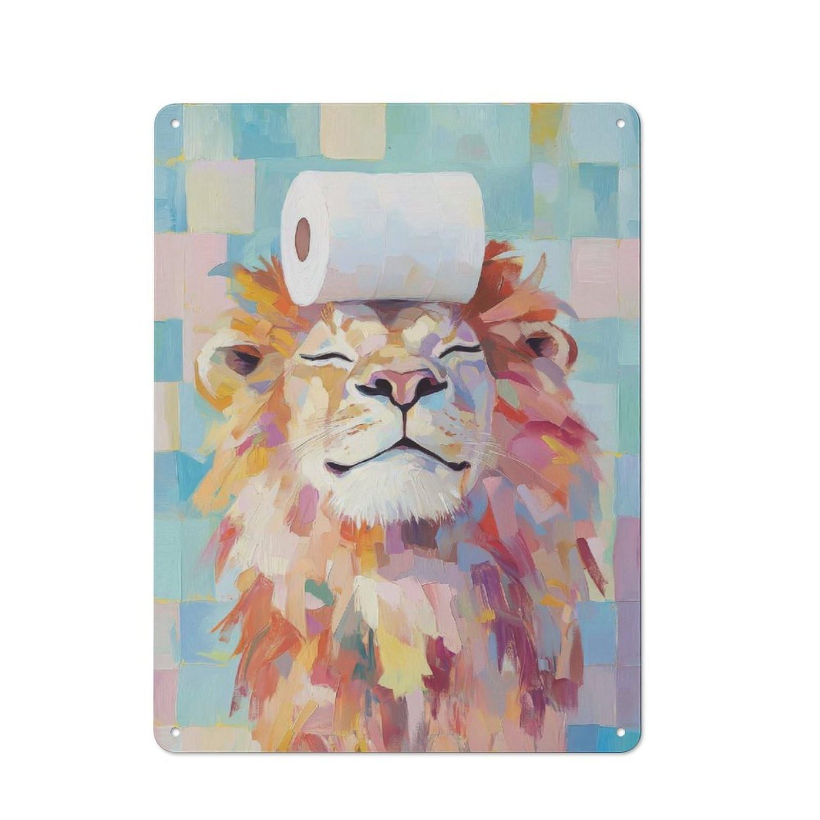 Junmoney Lion With Toilet Paper For Garden Room Or Summerhouse, Vintage Tin Sign 40X30cm, For Display In Garden Rooms And Summerhouses