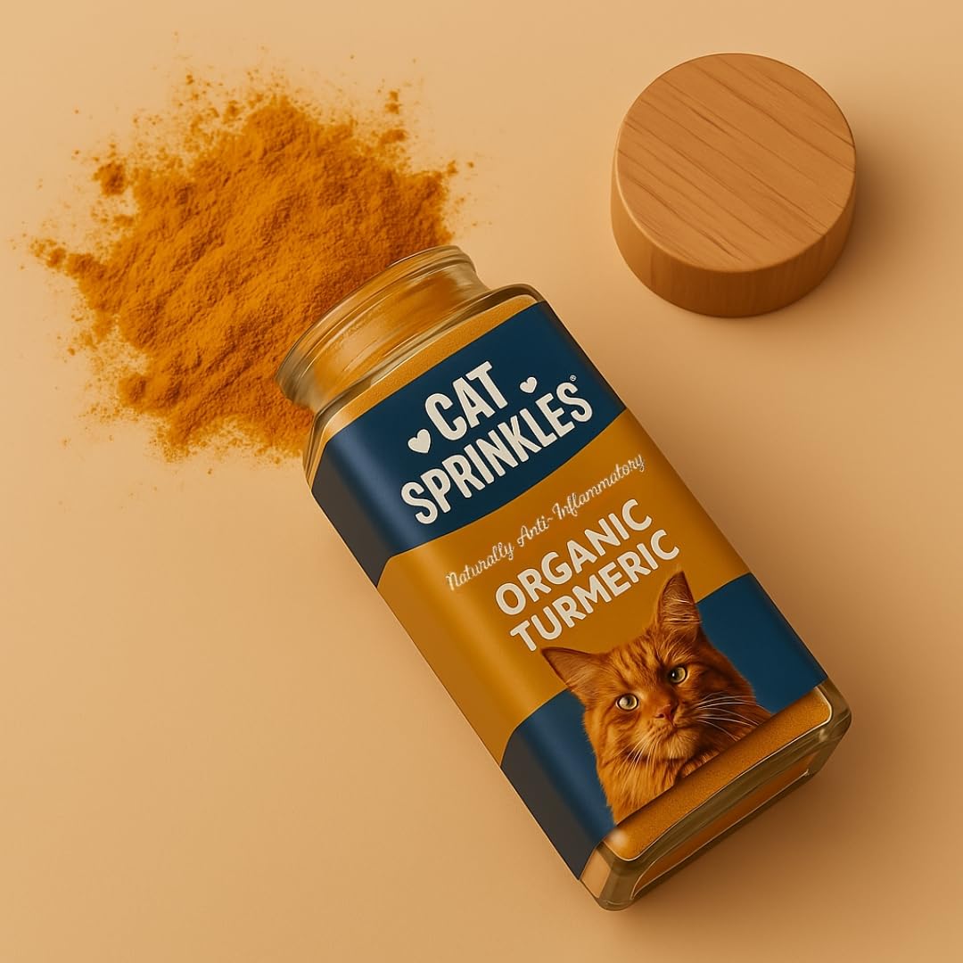 CatSprinkles Organic Turmeric - 95% Curcuminoids - Up to 1 Year Supply - Includes Glass Sprinkler Jar for Easy Dosing - Zero Piperine for Liver Safety
