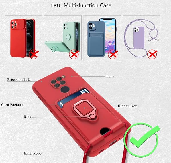 Cordon de Coque Compatible avec Xiaomi Redmi Note 9, Collier pour Étui Colliers de cellulaire, Silicone Cover Protection de la Caméra Étui Lanyard Case-Pourpre - 2