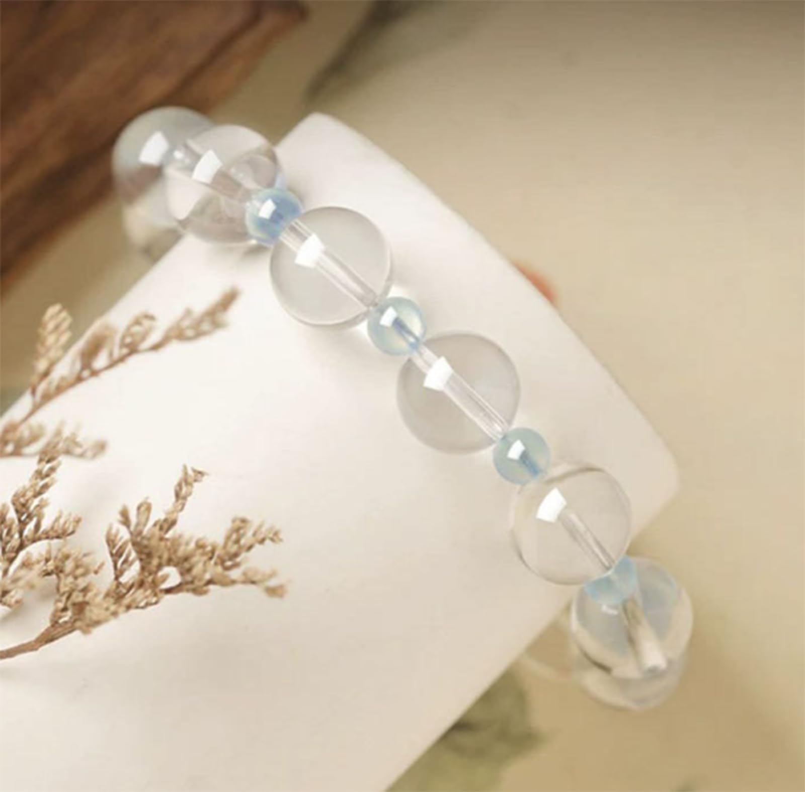 Bracciale elastico artigianale in cristallo di quarzo ialino naturale | Yoga Meditazione Abbigliamento quotidiano Pietre curative Bracciale in cristallo Gioielli Regali Donna Uomo