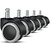 Office chair wheels (set of 5) - 11mmX22mm replacement hard floor castor wheels for gaming chair, desk chair, office chair castors to protect floors, ideal for wooden floor, tile and carpet (grey)