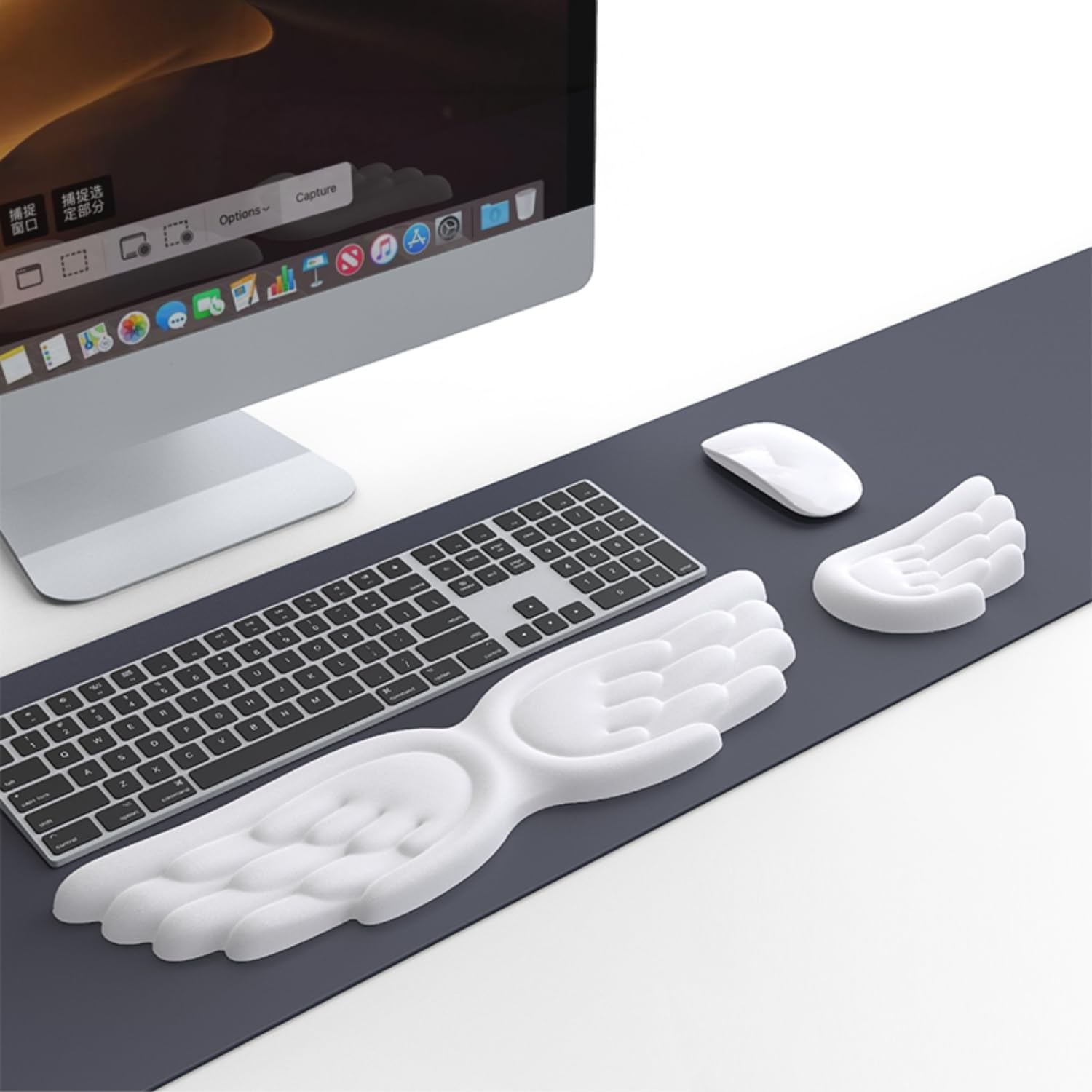 Angel Wing Wrist Rest Ergonomic Memory Foam Wrist Rest for Computer Keyboard Mouse Set Cute Gaming Keyboard Cushion