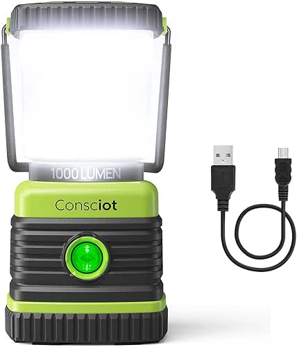 LED Camping Lantern Rechargeable, Consciot Camping Lights, 1000LM, 4 Light