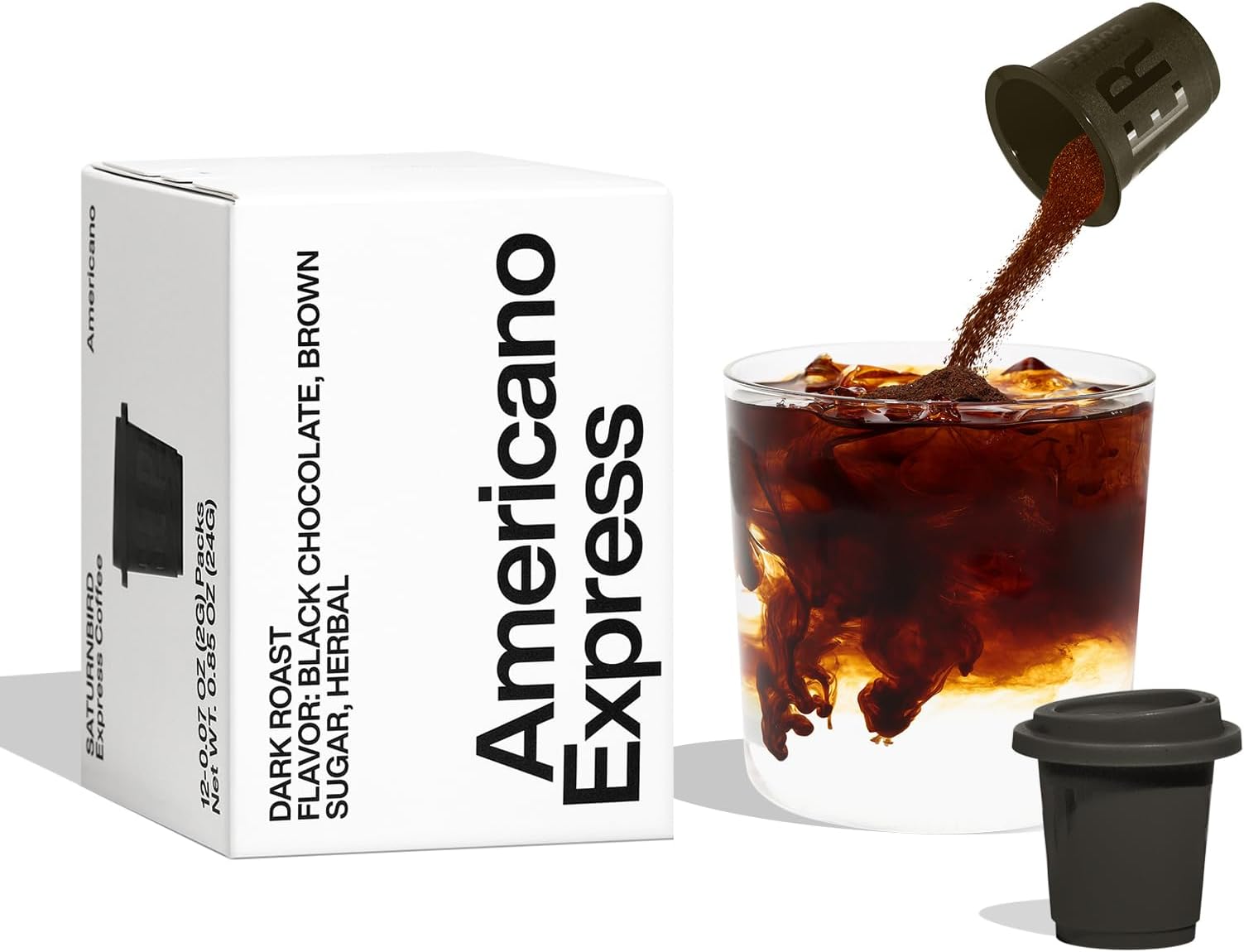 SATURNBIRD Express Instant Coffee Packets, Dark Roast, Americano Style, Instant Cold Brew Coffee, Freeze Dried Coffee, 12 Single Serves for Traveling
