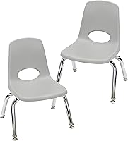 Vista 17 de FDP 13050-LG - Silla escolar apilable de 18 pulgadas, asiento apilable para estudiantes con patas de acero cromado y deslizadores giratorios