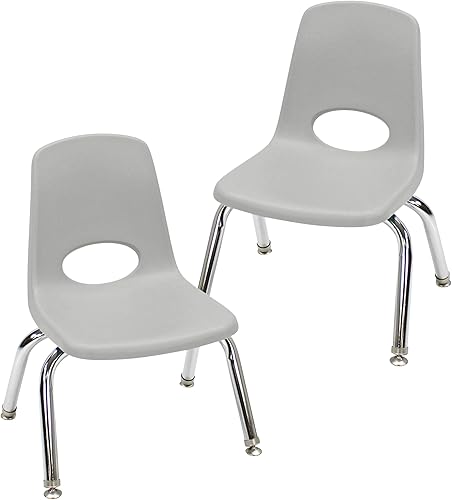 Vista 17 de FDP 13050-SF - Silla apilable de 18 pulgadas, asiento apilable para estudiantes con patas de acero cromado y deslizadores giratorios; para aula