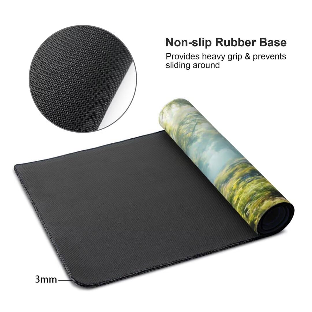 Alfombrilla de ratón 1400x600x3 MM, Alfombrilla Ratón XXL Extendida de Gran Tamaño con Bordes Cosidos, Base de Goma Antideslizante Almohadilla para Teclado, Árboles forestales S-10751