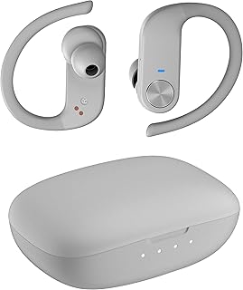 LASUNEY Wireless Earbuds, 35H Playtime Bluetooth Headphones with Mics and Charging Case for iPhone Android, Waterproof Running Headphones for Gym Workout, Hi-Fi Sound Over Ear Buds with Earhooks-Grey