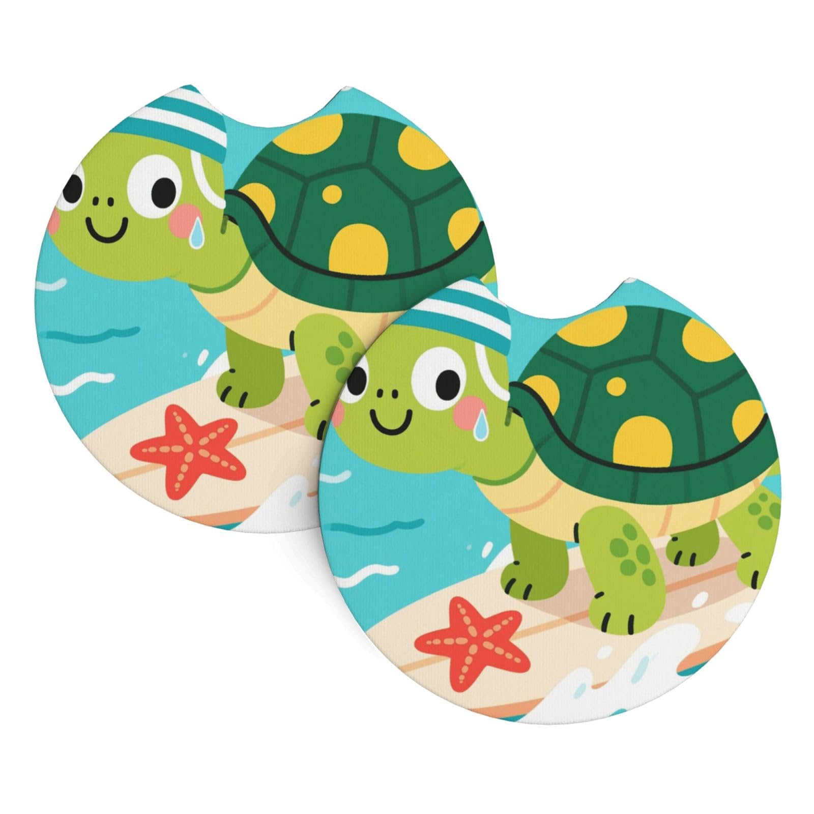 2 Pack Car Coaster for Cup Holders Cute Turtle Car Cup Coaster 2.7" Neoprene Non-Slip Automotive Cup Mat Universal Auto Car Interior Accessories for Women Men Cup Pad