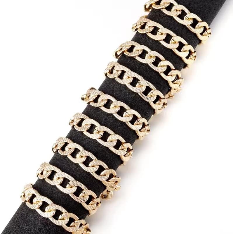 5 Yards Aluminum Flat Curb Chains 15x10 Twisted Miami Cuban Link Chain Chunky Handbag Golden Plated with Spool for Necklace Jewelry Making Gold-15x10x2.2mm - Image 4