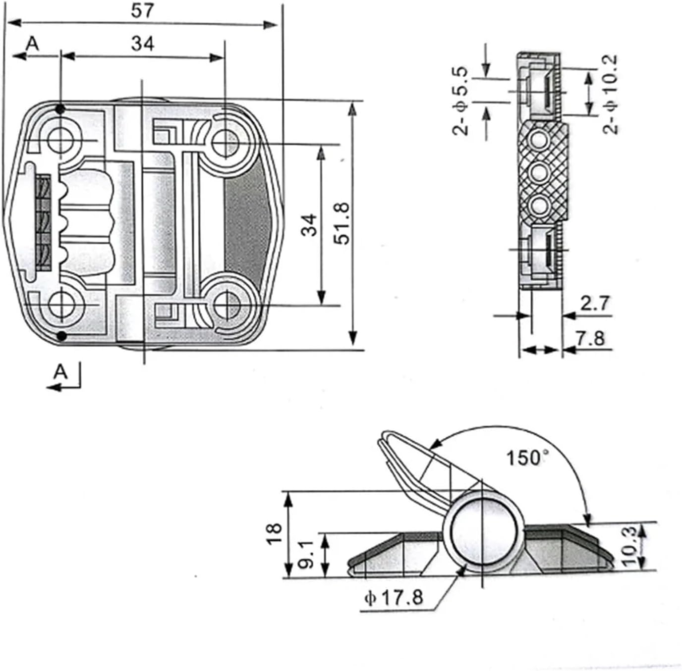 Cl195 Plastic Hinge Adjustable Torque Multi Point Positioning Stop 1Pcs