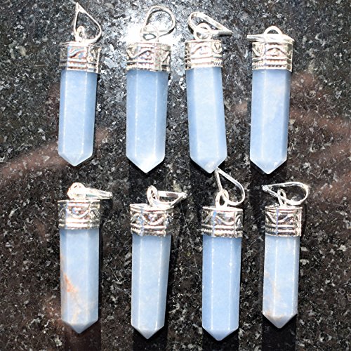 Zenergy Gems CHARGED Faceted Angelite Crystal Perfect Pendant™ + 20" Chain + Selenite Heart Charging Crystal Included (STIMULATE KUDALINI ENERGIES/REMOVE CHAKRA BLOCKAGES)4