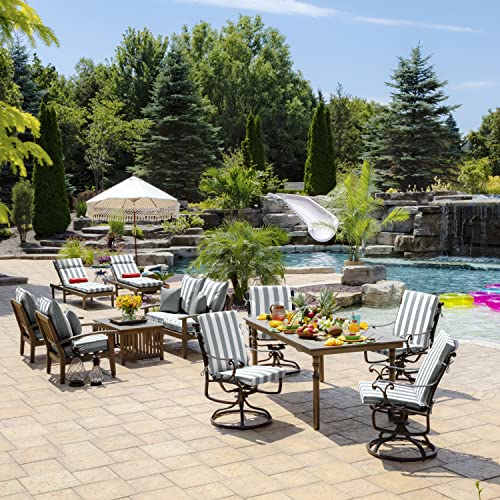 Arden Selections Outdoor Dining Chair Cushion 20 X 20, Stone Grey Cabana Stripe #TOP4
