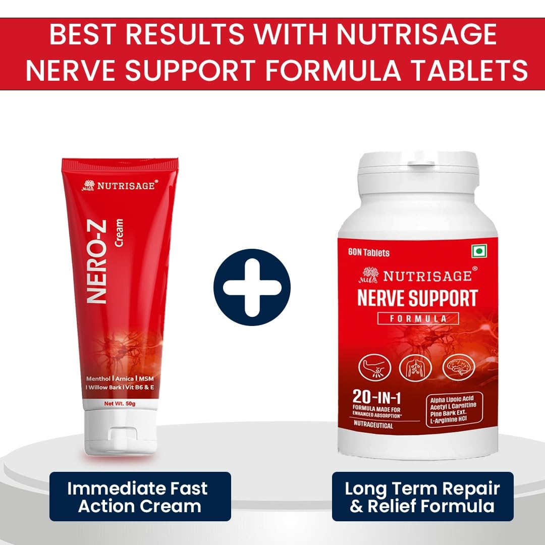 Neuropathy Combo for Nerve Pain Relief - 1 Nerve Support Formula Tablets + 1 Nero-Z Cream - Vitamin B1, B6, B12 and Alpha Lipoic Acid - Topical Cream and Daily Supplement — Amazon image 3