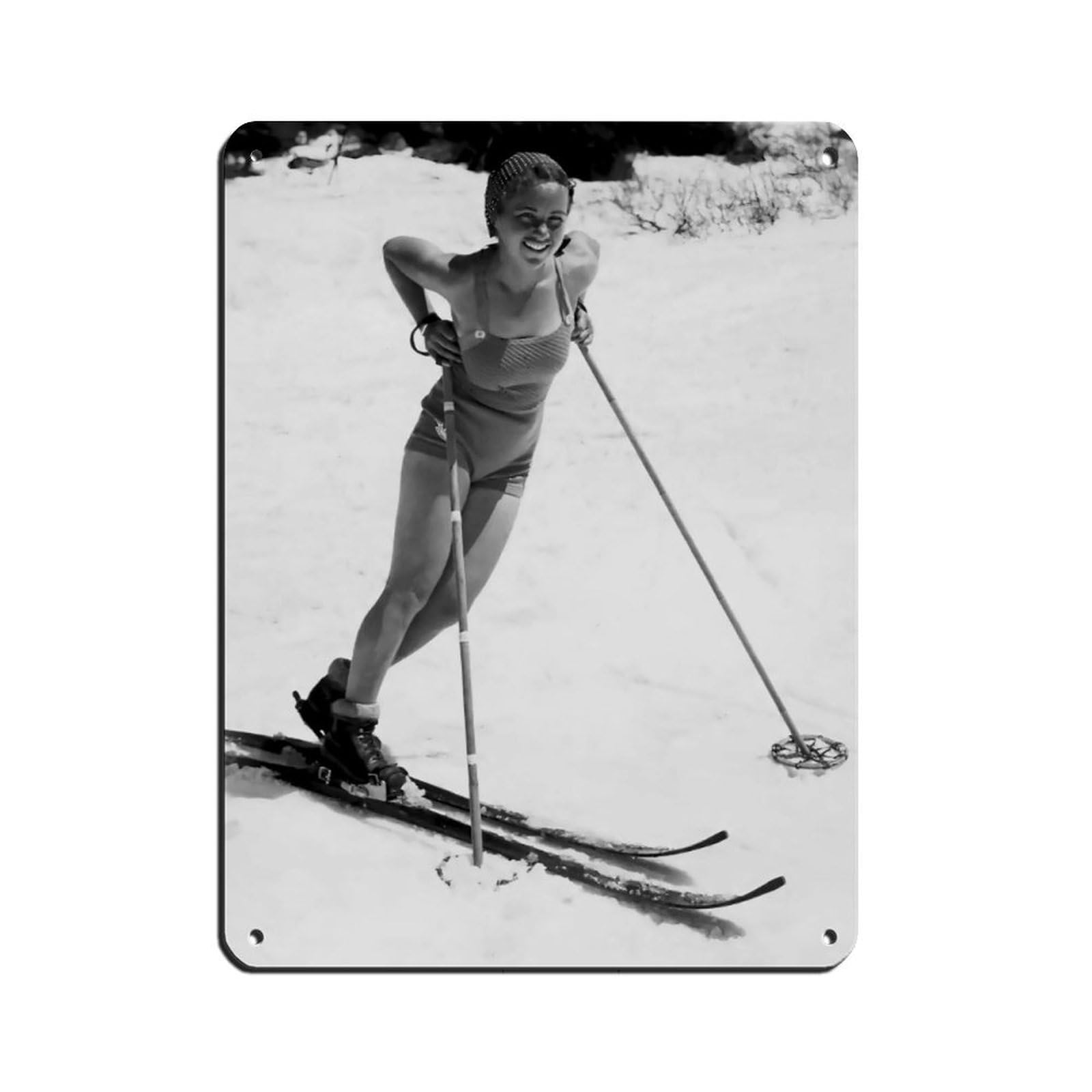 Vintage Woman Ski Poster, Apres Ski Poster Retro Poster Metal Tin Sign Chic Art Retro Iron Painting Bar People Cave Cafe Family Garage Poster Wall Decoration 12x16inch(30x40cm)