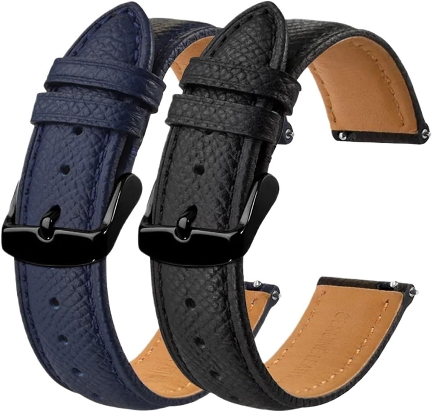 MJMT06 Texture Leather Watch Strap Belt for Men Women 18mm 20mm 22mm Bracelets Watchband Quick Replacement Black Buckle
