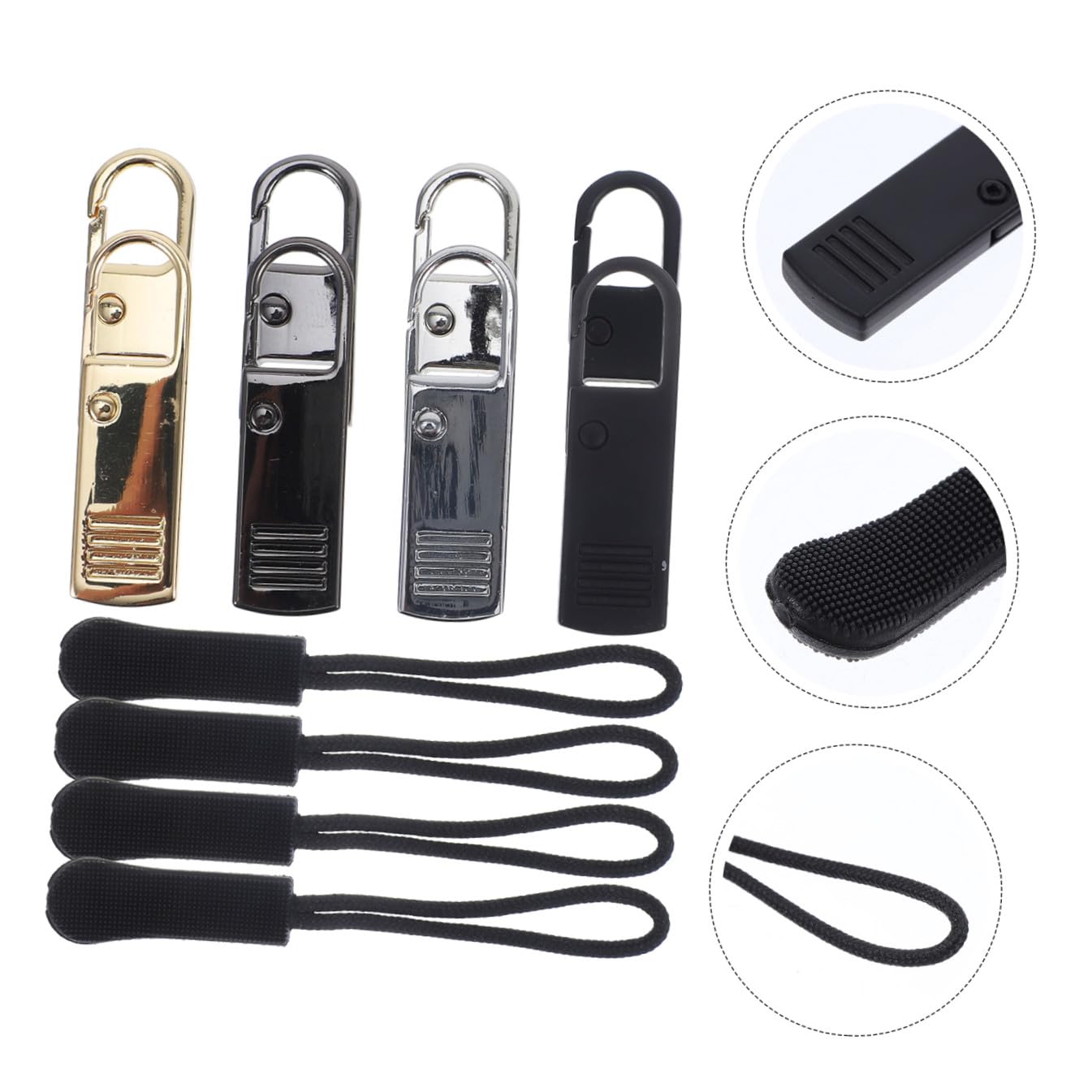 VILLCASE 48piezas Tiradores De Cremallera Reemplazo De Tiradores Para Ropa Mochilas y Equipaje Kit De Reparación De Cremalleras
